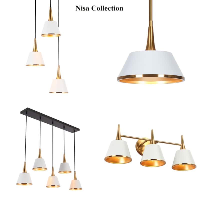 Nisa Modern Gold 2-Light Bathroom Vanity Lights Wall Sconces for Powder Room Bedside - L 14.2"* W 7.9"* H 9"