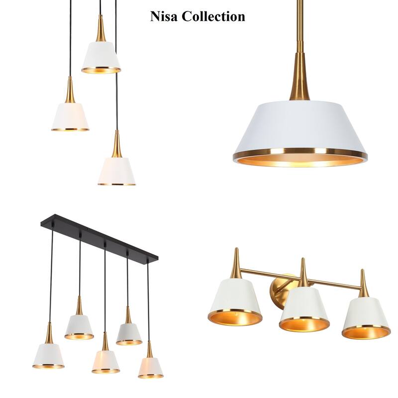 Nisa Modern Gold 1-Light Bathroom Vanity Wall Sconces for Powder Room Bedside - L 5.9"* W 7.9"* H 9"