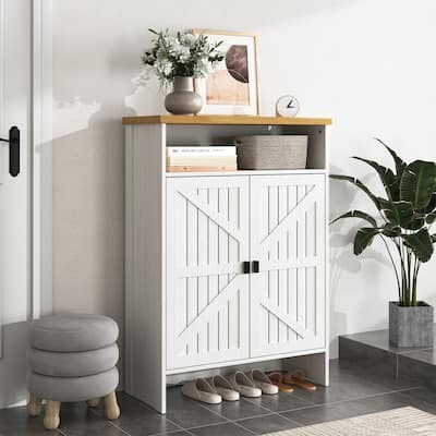 Modern Minimalist MDF Shoe Cabinet - Sliding Door Design, 31.5*13.7*47 Inches