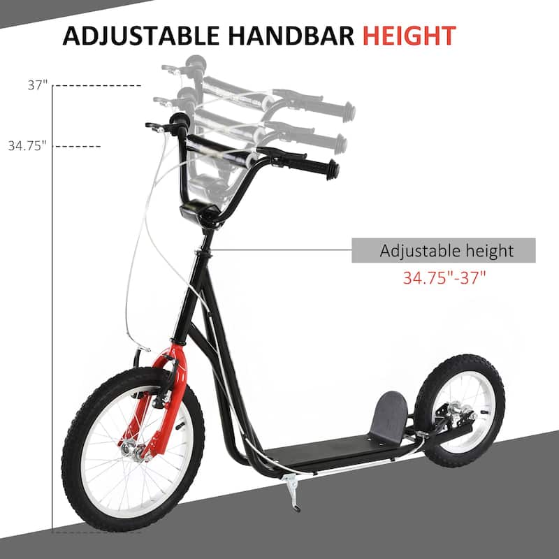 Black Steel Frame Kids Scooter with Adjustable Handlebar and Rubber Wheels Balance Training Toy