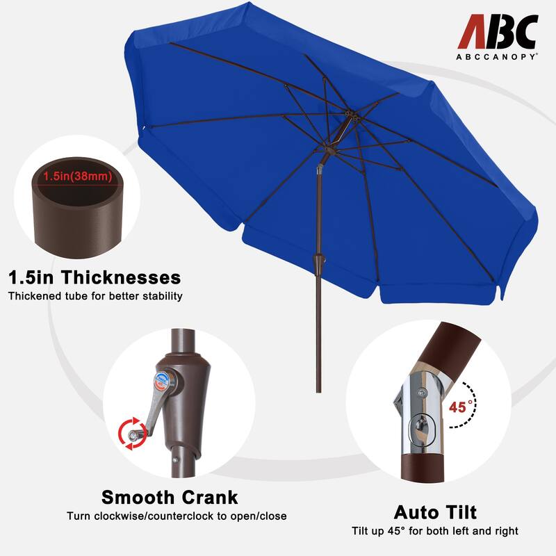 ABCCANOPY 9FT Outdoor Table Market Umbrella Tilt and Crank for Garden