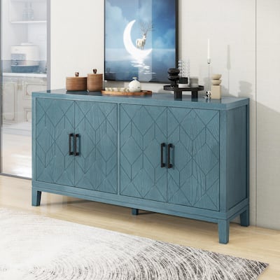 Navy Storage Cabinet Sideboard Console Table with Adjustable Shelves