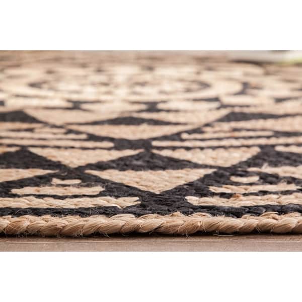 Jani Tribal Star Black Jute Braided Round Area Rug On Sale Overstock 27406938