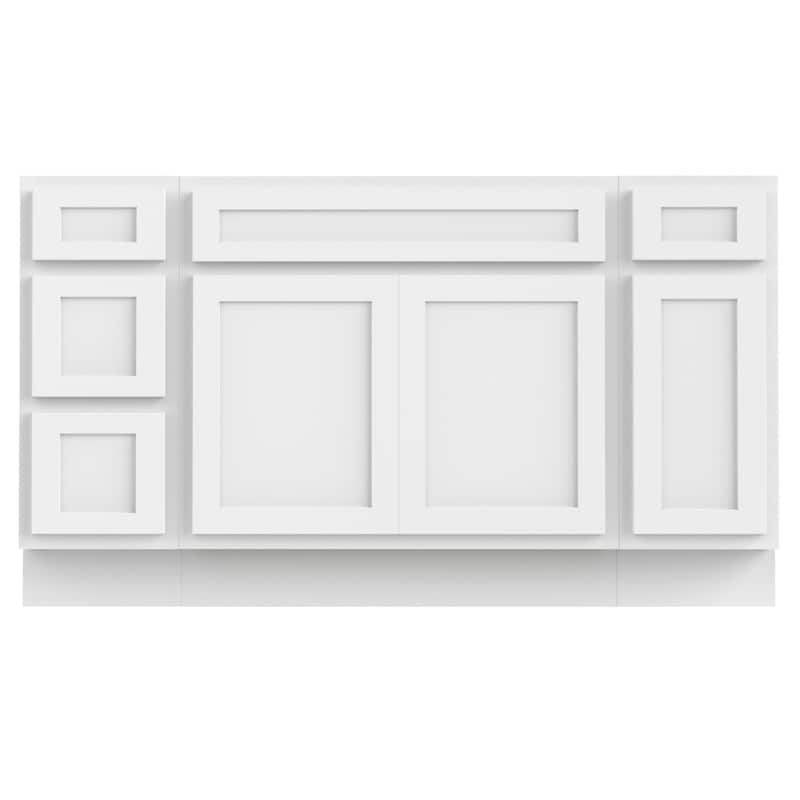 Vanity Art 57" Oak Freestanding Bathroom Vanity Cabinet without Top