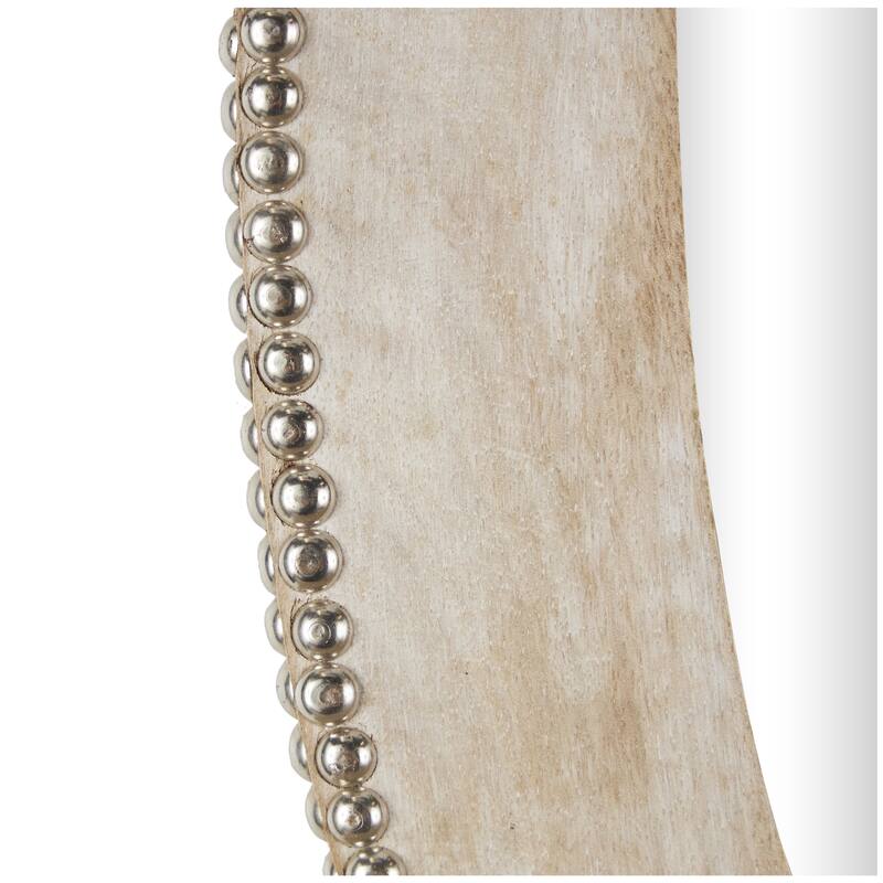 Mango Wood 1 Shelf Room Wall Mirror with Silver Beaded Outline - Light Brown - Roche River Decor