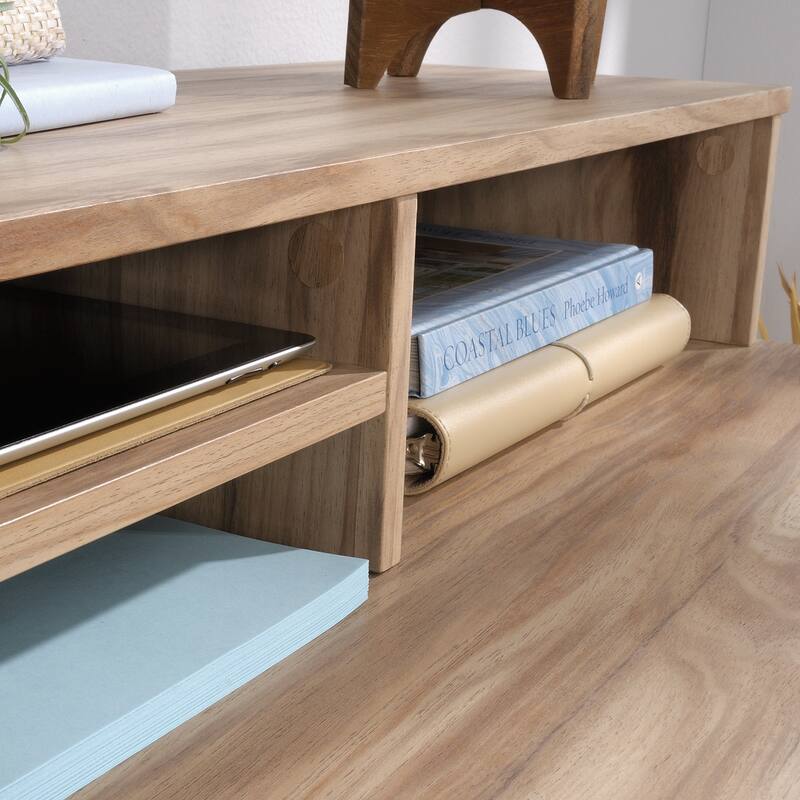 Wood Organizer Hutch with Bookcase, Brown - 30.35" W x 11.50" D x 5.94" H