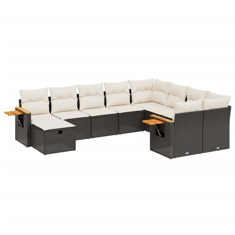 vidaXL Patio Sofa Set with Cushions Outdoor Furniture 10 Piece Poly Rattan - 24.4 x 33.5 x 27.2 in