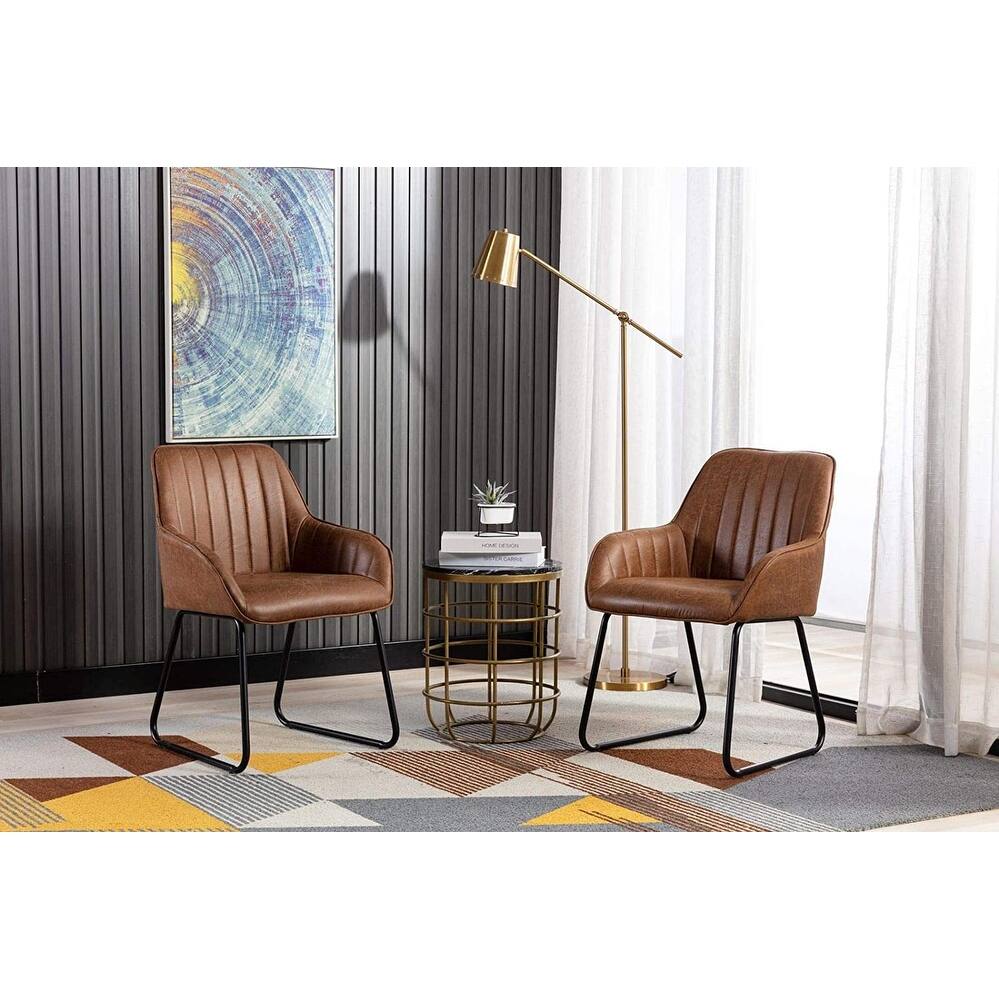 Home Beyond Synthetic Leather Dining Chairs Set of 2 PC Brown UC-15BRN