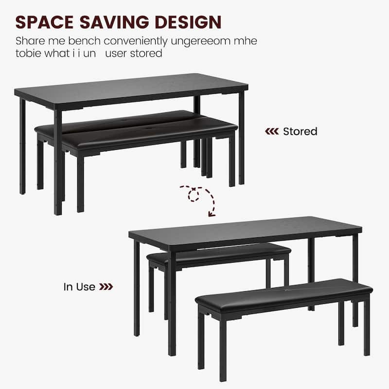 Kitchen Table with 2 Benches, with Metal Frame