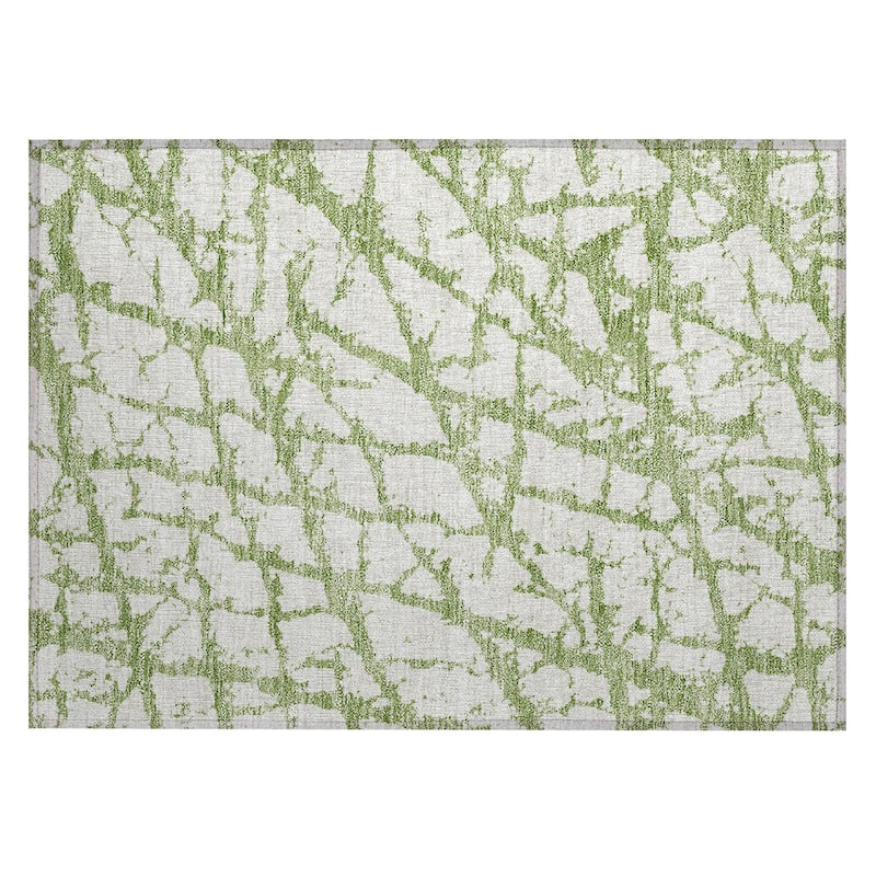 Machine Washable Indoor/ Outdoor Abstract Contemporary Chantille Rug
