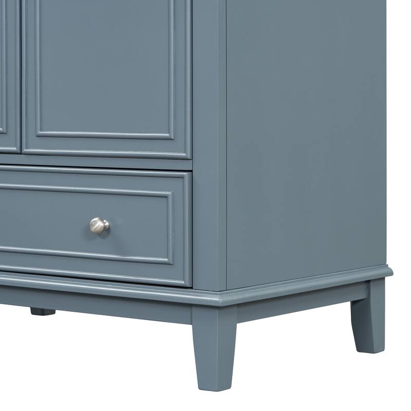Solid Wood Bathroom Vanity Base with Functional Cabinet and Center Sink Compatibility - 29.5in L