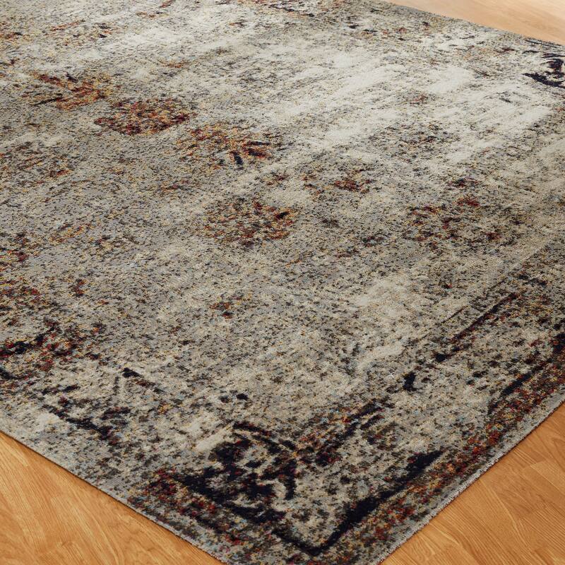 Porch & Den Postrio Distressed Grey Oriental Indoor/Outdoor Area Rug