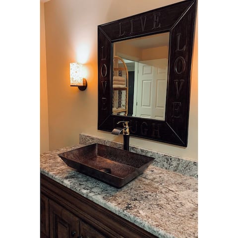 20-in Rectangle Vessel Hammered Copper Sink (VREC2014DB)