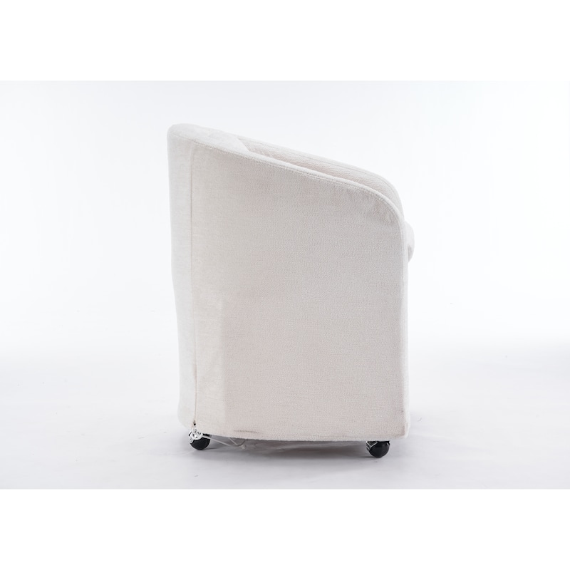 Set of 1,Chenille Fabric Dining Armchair With Back Cushion and Universal Wheels