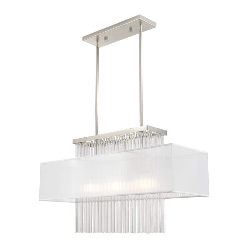 Livex Lighting 3-Light Linear Chandelier, 41143-91 - 30"L x 10"W x 26"-55"Adj. H