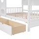 preview thumbnail 34 of 43, Kids Playhouse Bed Frame Wood Semi Enclosed House Bed with Storage Headboards & 2 Drawers, Roof Platform Bed, Wood Slat Support