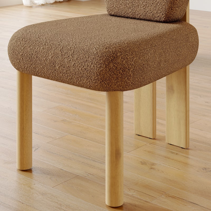 Corvus Delhi Teddy Fabric Upholstery Dining Chairs with Wood Legs (Set of 2)