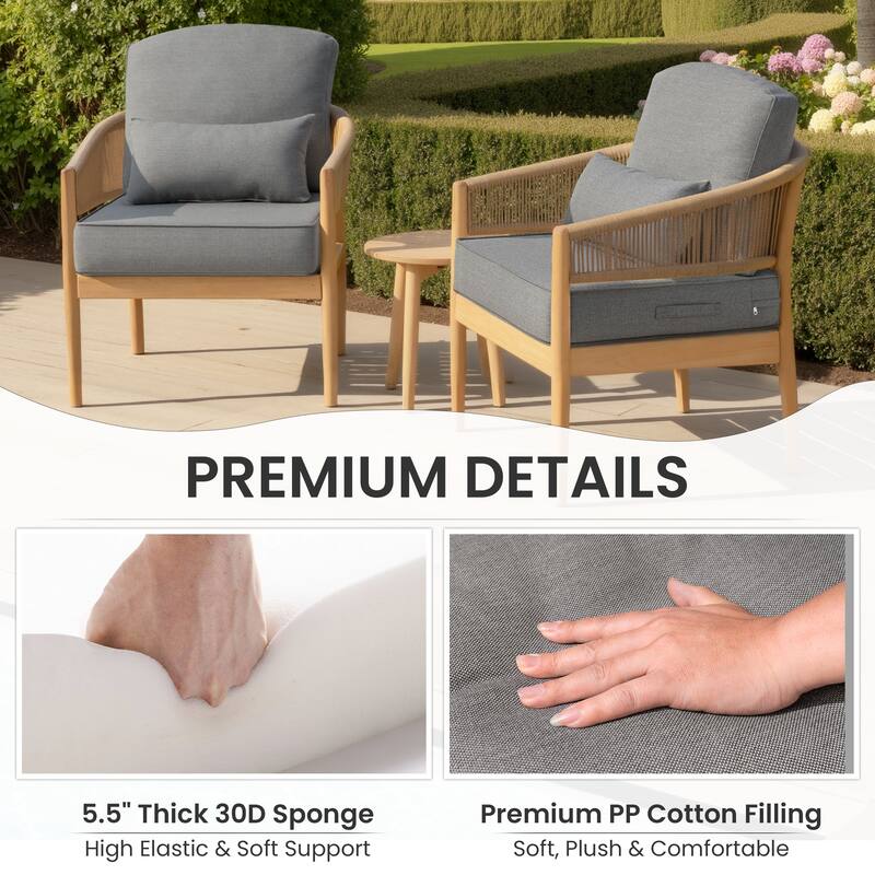 Outdoor Seat Cushion Set 24 x 24 Inch Patio Furniture Cushions Deep Seat & Back Cushion with Pillow for Chair Sofa