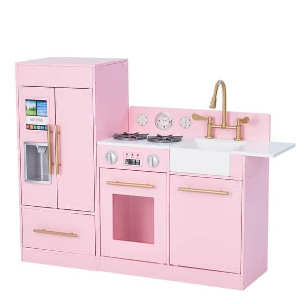 slide 2 of 15, Teamson Kids - Little Chef Charlotte Modern Play Kitchen - Pink / Gold - 41.61" L x 11.81" W x 31.89" H  41.61" L x 11.81" W x 31.89" H