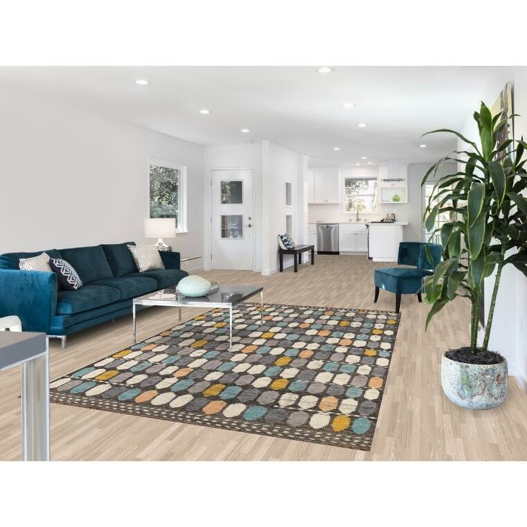 All-Over Geometric Moroccan Contemporary Area Rug Handmade Wool Carpet - 5'11"x 9'7"