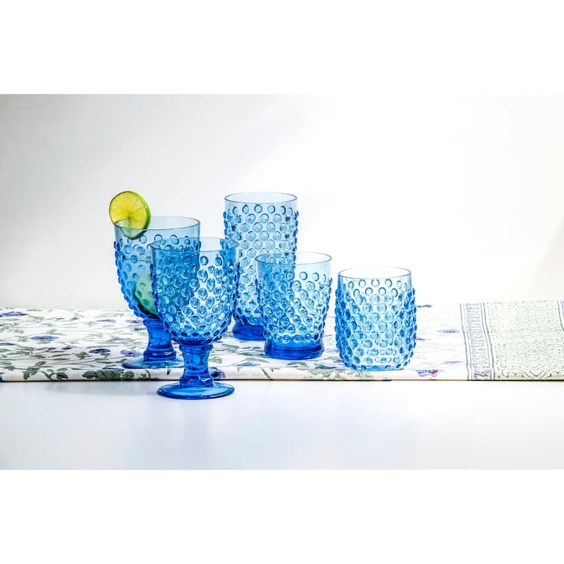 Abode Homewares Hobnail Acrylic Drinking Glasses - 14 oz - Set of 6