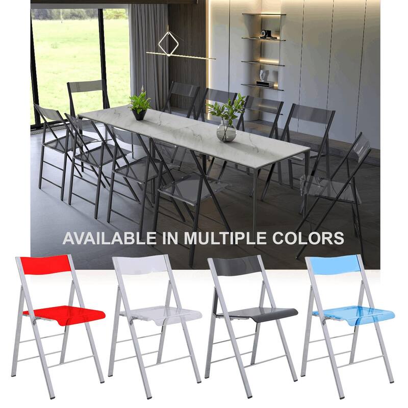LeisureMod Menno Modern Acrylic Folding Chair - Red - 4 x 30 x 16.5