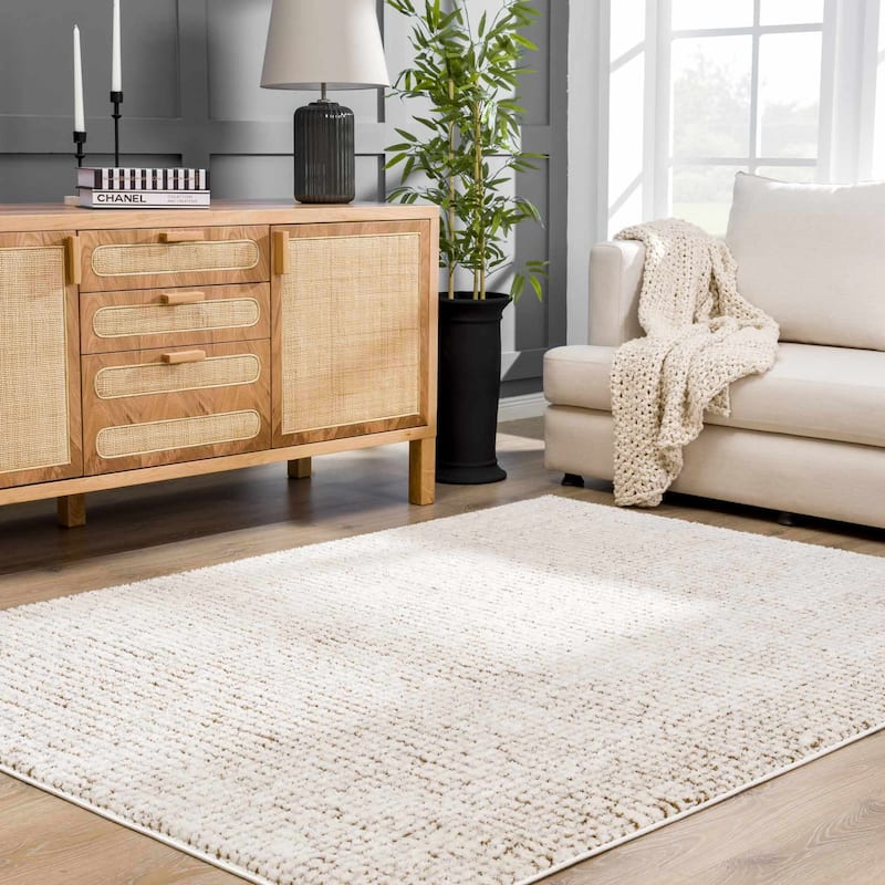 Hauteloom Keita Hallway, Kitchen Runner Rug - High Pile - Bone - 2'8" x 7'3"