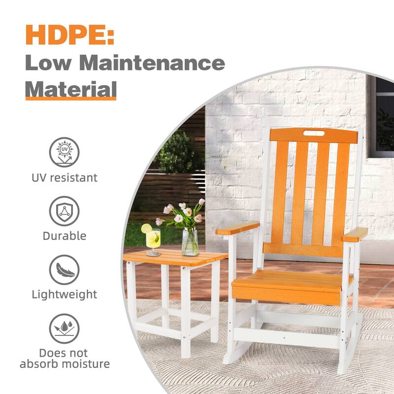 Aoodor Outdoor Rocking Chair, Ergonomic HDPE Rockers with All-Weather Design for Patio or Porch - N/A