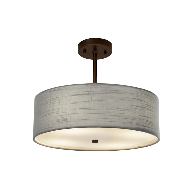 Justice Design Group EVOLV Textile Classic 18-inch Dark Bronze Drum Pendant - Gray