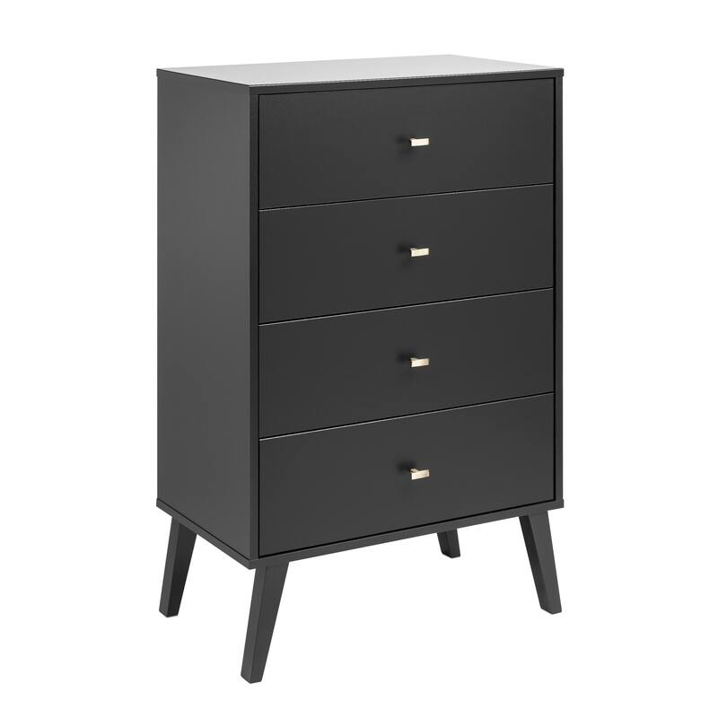 Prepac Milo Mid-Century Modern 4 Drawer Chest of Drawers, Contemporary Bedroom Furniture, Small Dresser for Bedroom