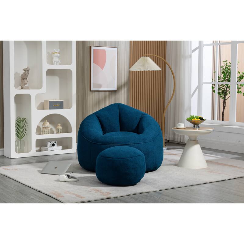 Bean Bag Sofa Chair High Pressure Foam Bean Bag Chair With Footrest