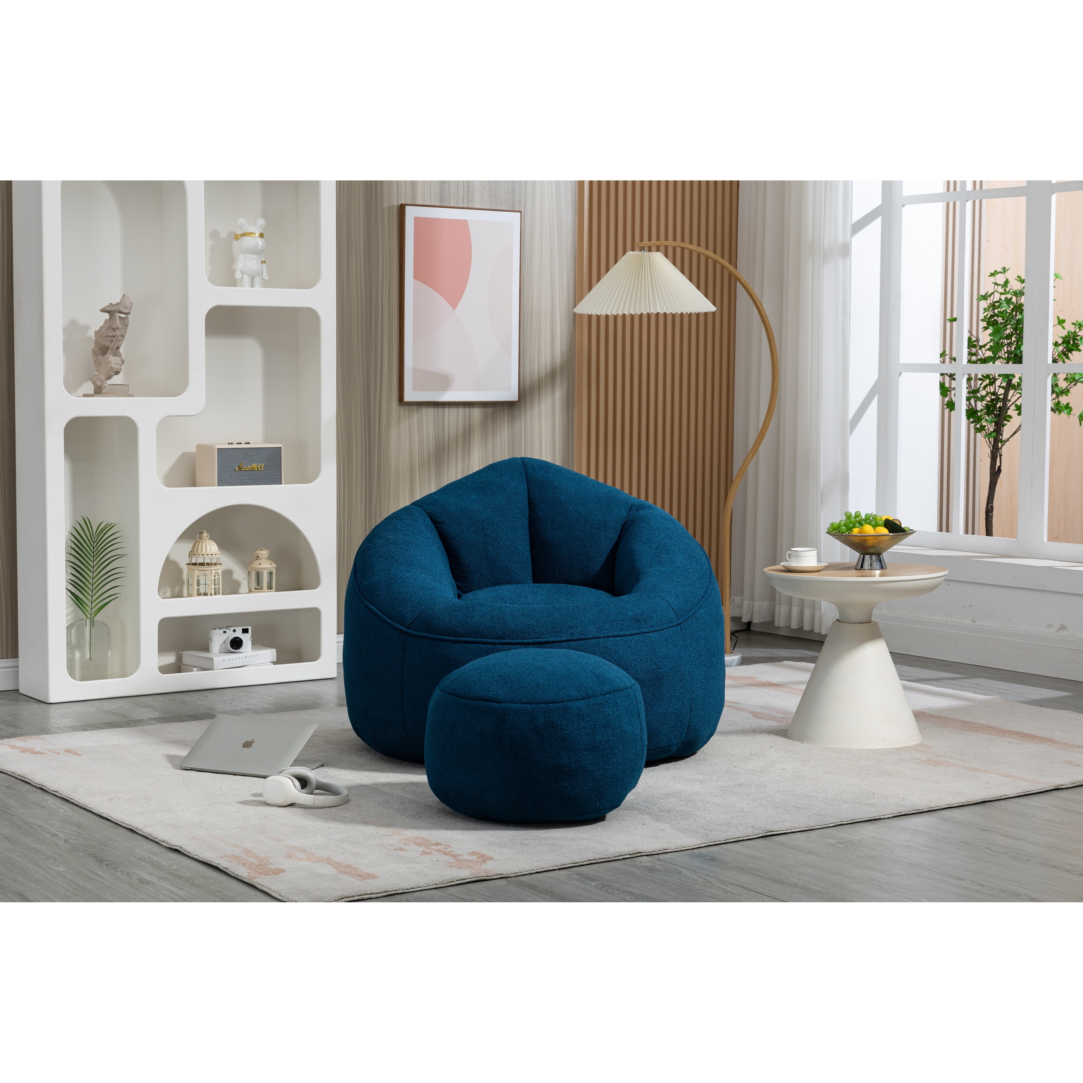 Drop Shape Bean Bag Sofa Microfiber Camel Back Egg Chair w