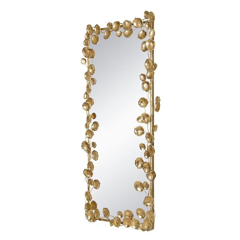 Full Length Floor Mirror with Golden Leaf Accents