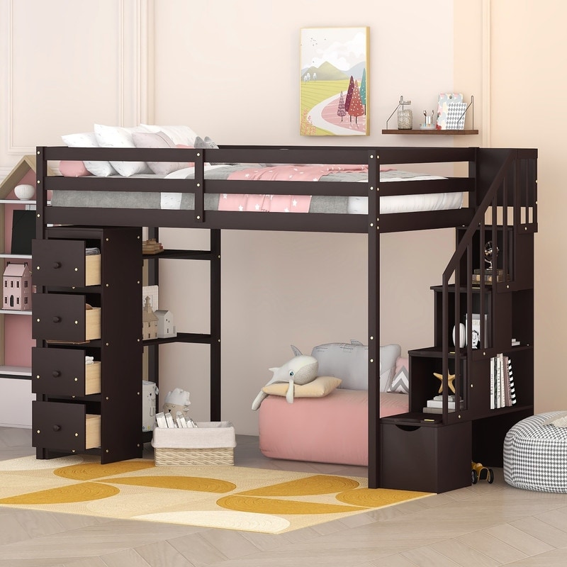 Loft bed with hidden room hot sale