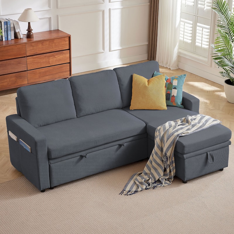 78.94" Pin Striped Fabric Sleeper Sofa