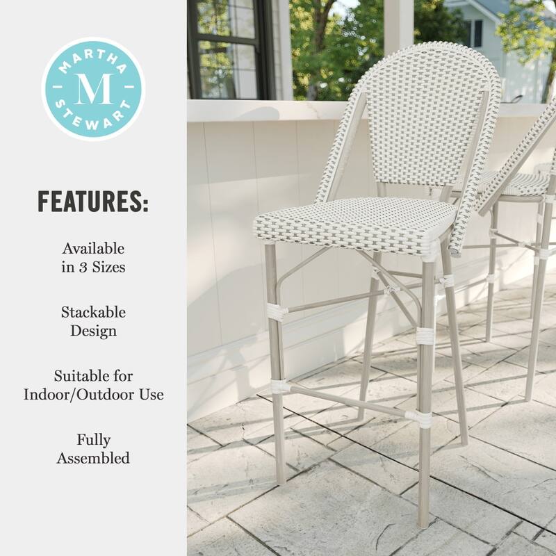 Martha Stewart 2PK All-Weather Stackable Patio Bistro Bar Stools - 18.5"W x 23.25"D x 45.75"H