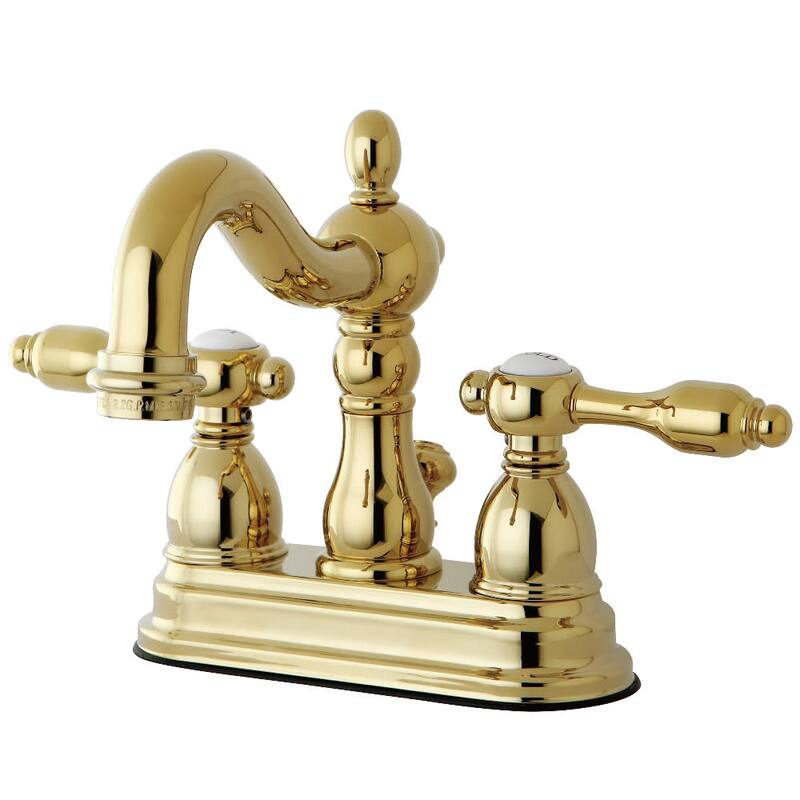 Kingston Brass Tudor Bathroom Faucet - Free Pop Up Drain Assembly with - Polished Brass
