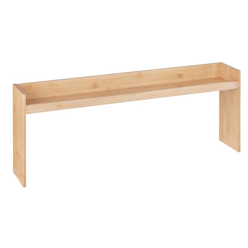 Natural Wicker Over-Stove Spice Shelf with Hooks and Moisture-Resistant Finish - 32.6x5.5x13 inch - Natural