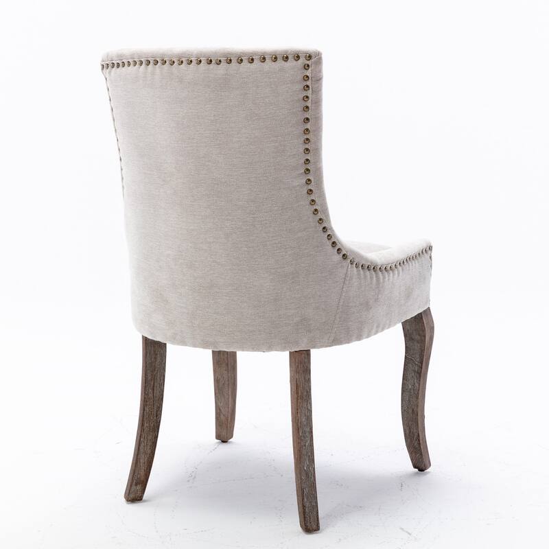 Ultra Side Dining Chair with Thickened Fabric and Solid Wood Legs, Bronze Nail Head, Set of 2