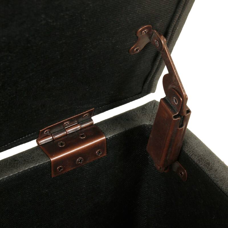 Leo Square Storage Ottoman with Plush Gray Faux Leather, 28 Inch