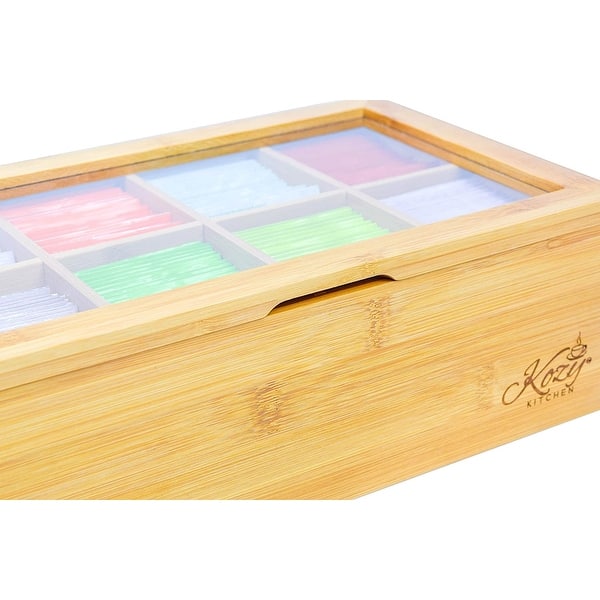 BIA Cordon Bleu Bamboo Tea Storage Box – 3 Compartments For Tea Bags, Countertop Organizer
