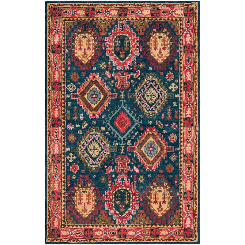 SAFAVIEH Handmade Heritage Charleston Traditional Oriental Wool Rug - 6' x 9' - Navy/Red