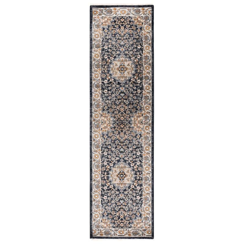 SAFAVIEH Lauren Ralph Lauren Kitza Transitional Rug - 2' x 8' Runner - Ivory/Navy