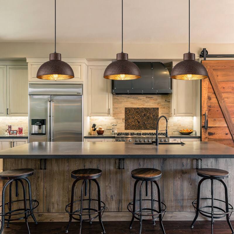 Industiral Farmhouse Small Hammered Dome Pendant Lights for Kitchen Island - Copper - W10.24"