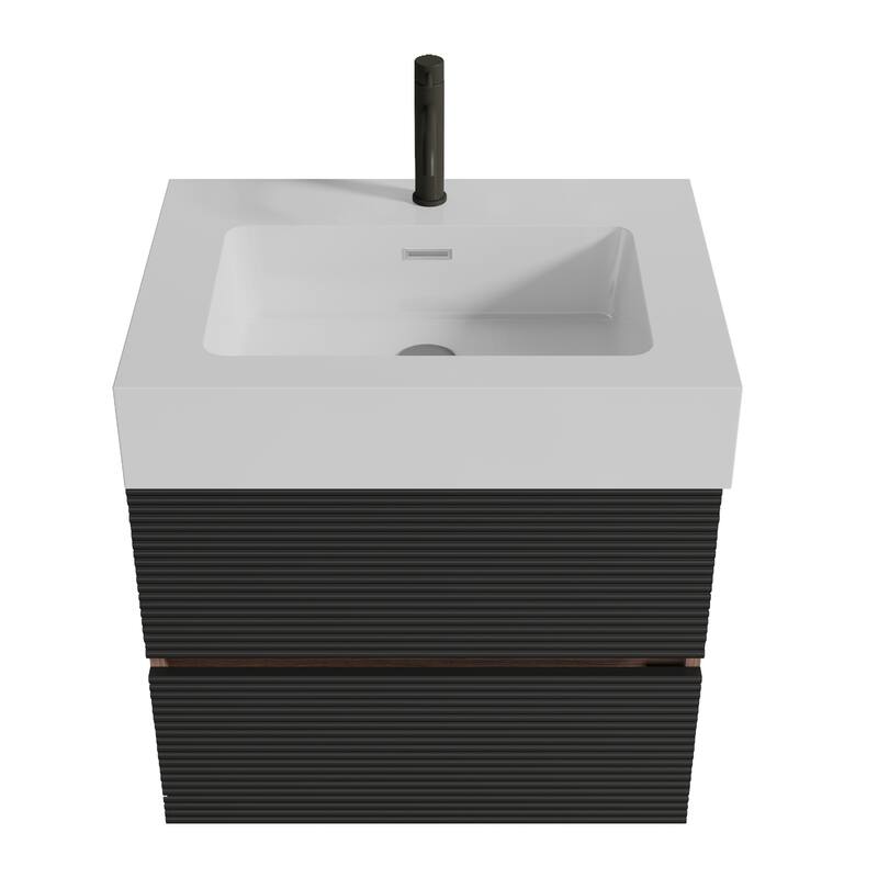 GDFStudio - Grace Floating Bathroom Vanity with Solid Surface Sink and Soft-Close Storage