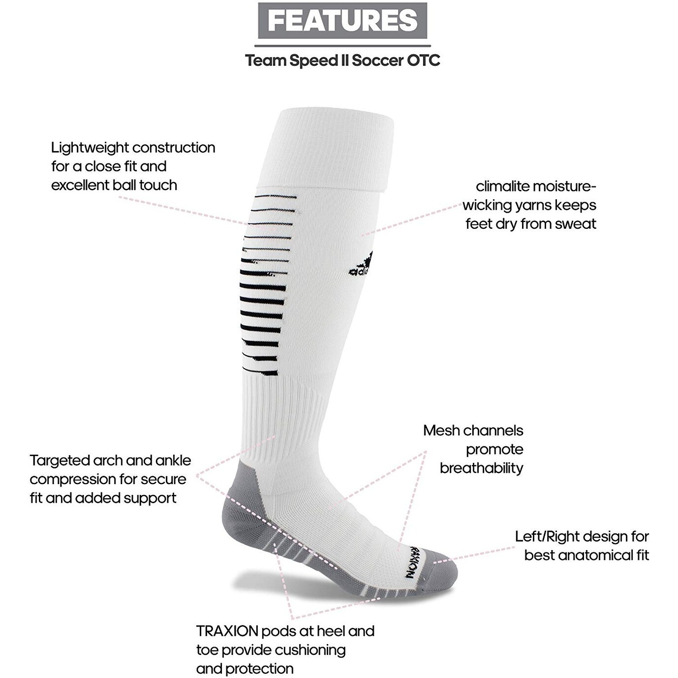 adidas team speed ii soccer otc sock