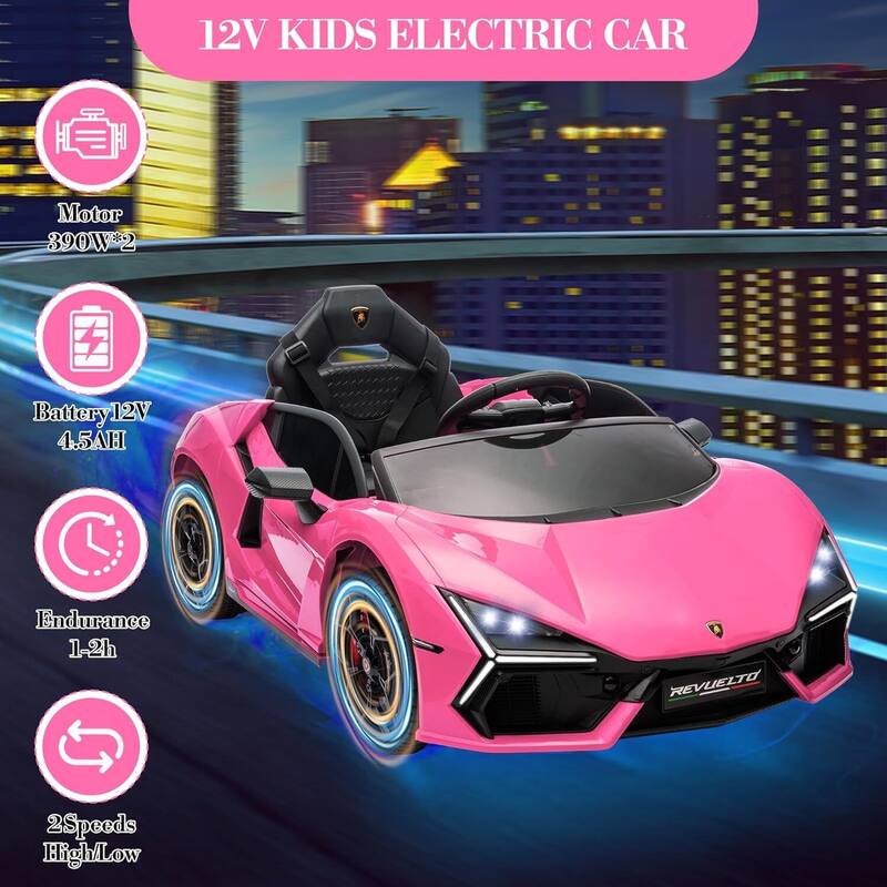 12V Kids Ride on Car Toy, Licensed Lamborghini Revuelto for Kids Best Gift