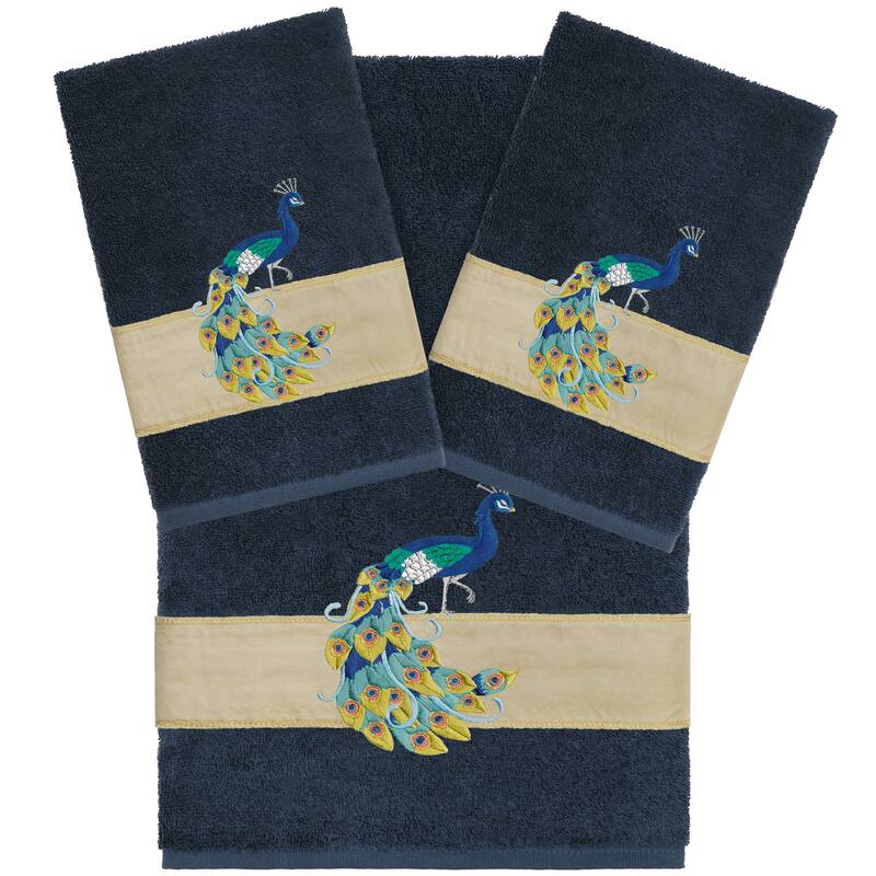Authentic Hotel and Spa Turkish Cotton Penelope 3PC Towel Set - Navy
