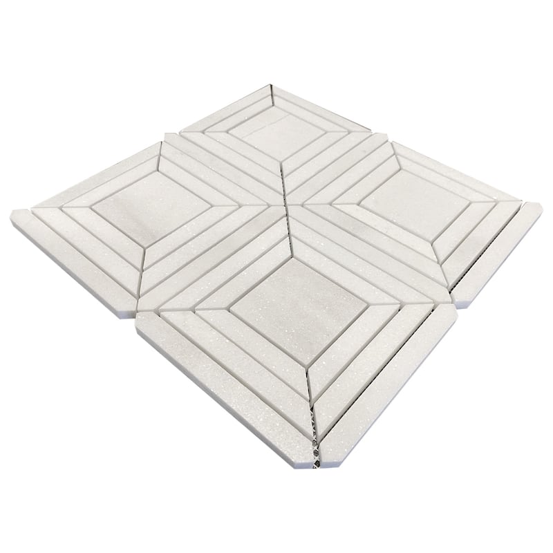 Thassos Marble Avec Water Jet Polished Mosaic Tile