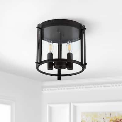 SAFAVIEH Lighting Synne 3-Light Led Flush Mount - 12" W x 12" L x 10" H - Bronze - 12Wx12Dx10H